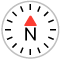 ikona kompasu ukazujícího na azimut nula stupňů