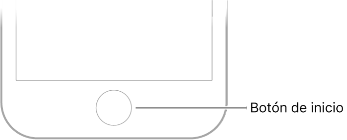 El botón de inicio está en el centro de la parte inferior del iPhone.