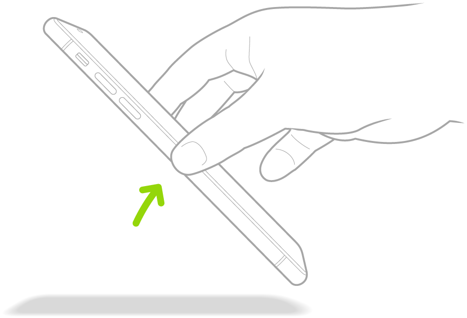 iPhoneを手前に傾けてスリープを解除する方法を示す図。