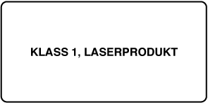En etikett med texten ”Class 1 laser product”.