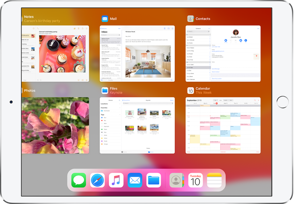 The App Switcher display with multiple apps showing.
