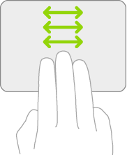 Una ilustración que muestra el gesto de pasar de una app abierta a otra en un trackpad.
