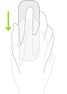 マウスを使ってDockを開く操作を表す図。