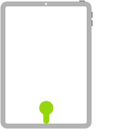 Een veeg-en-stop-gebaar wordt aangegeven door een lijn die middenonder in het scherm begint en een vingerbreedte van de onderkant van het scherm eindigt met een punt.