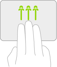 Uma ilustração simbolizando o gesto de abrir o Seletor de Apps em um trackpad.