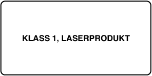 En etikett med texten ”Class 1 laser product”.