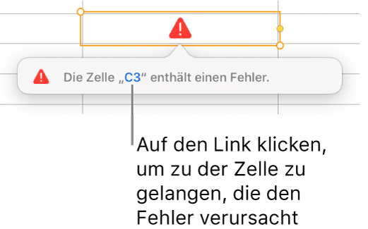 Eine Zellenreferenz bei einem Fehler