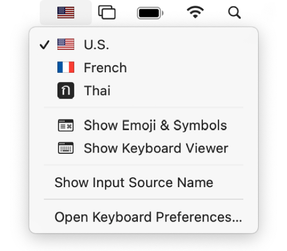 The Input menu in the upper-right corner of the menu bar.