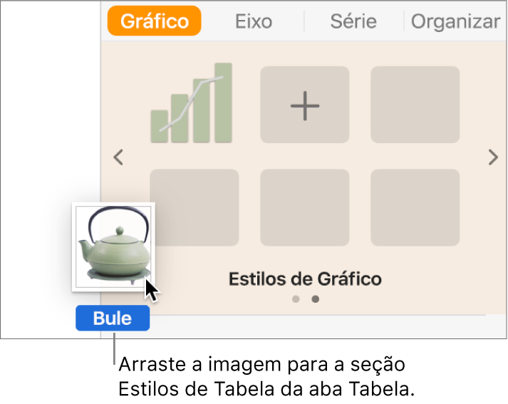 Arrastando uma imagem para o painel “Estilos de Tabela” para criar um novo estilo.