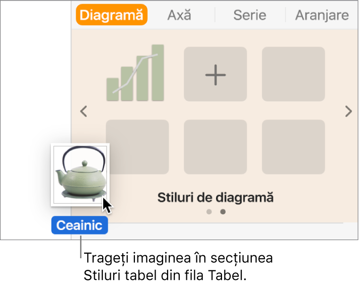 Tragerea unei imagini în panoul cu stiluri de tabel, pentru a crea un nou stil.