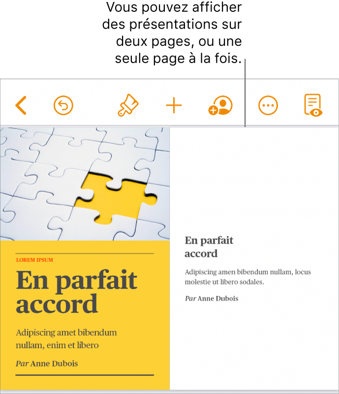 Un document dont les pages sont affichées en présentation sur deux pages.