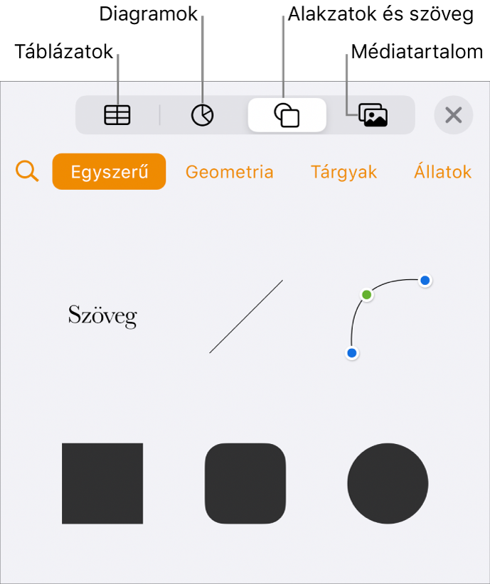 A beszúrás vezérlők jelennek meg, felül a táblázatok, diagramok, szövegek, alakzatok és médiatartalmak hozzáadására szolgáló gombokkal.