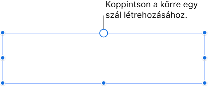 Üres szövegmező a tetején egy fehér körrel, a sarkokban, az oldalakon és alul pedig fogantyúkkal.