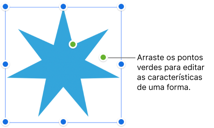 Uma forma com puxadores de seleção.