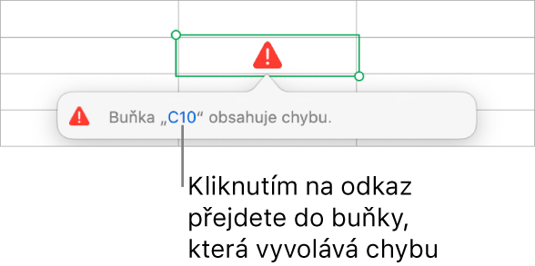 Odkaz na chybu buňky