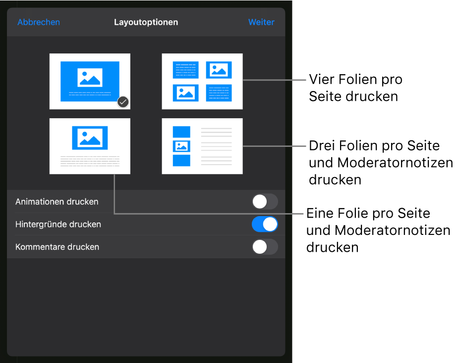 Druckoptionen