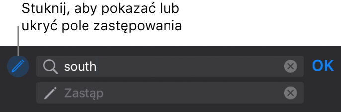 Narzędzia znajdowania i zastępowania tekstu.