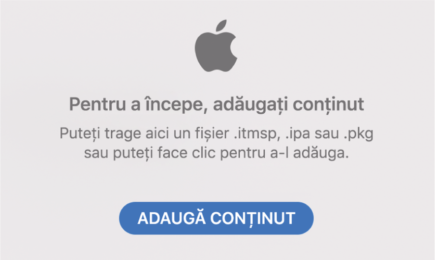 Fereastră de adăugare a conținutului