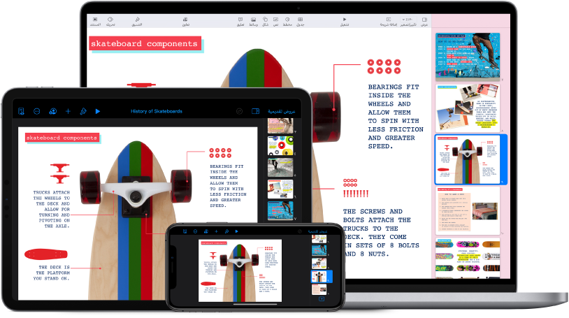 محتوى iCloud يتم الوصول إليه عبر أجهزة متعددة.