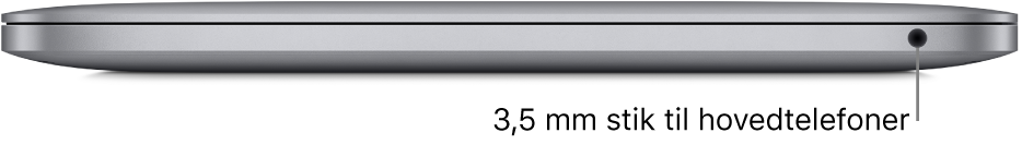 Højre side af MacBook Pro med Apple M1-chip med en billedforklaring til 3,5 mm stikket til hovedtelefoner.