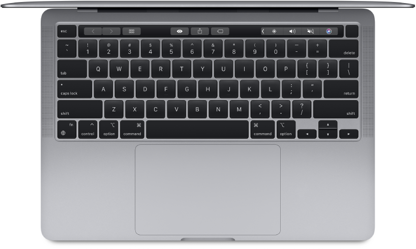 Προβολή πάνω πλευράς του MacBook Pro 13 ιντσών.