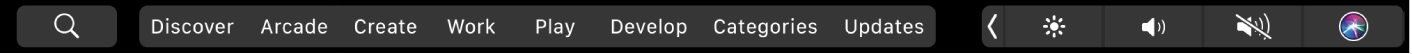 The App Store Touch Bar showing the tab options.