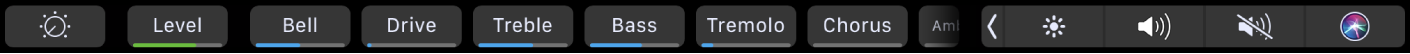 The GarageBand Touch Bar, showing smart controls and effects for your tracks.