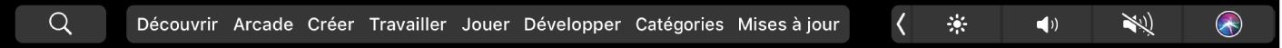 La Touch Bar de l’App Store affichant les options d’onglets.