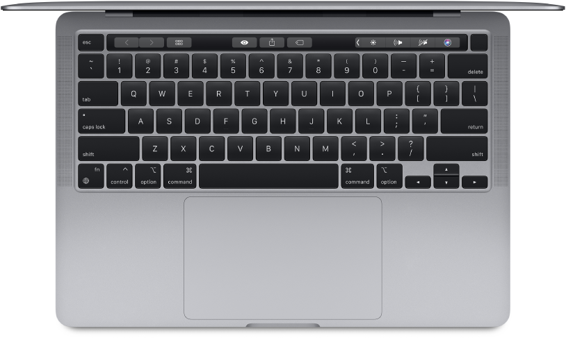 מבט מלמעלה על MacBook Pro בגודל 13 אינץ׳.