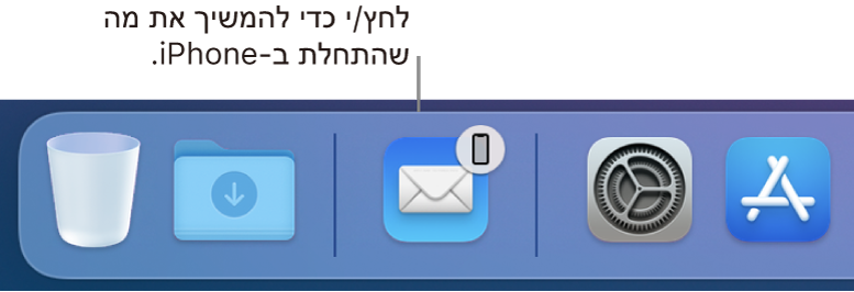 הצלמית של Handoff גלויה ב‑Dock.