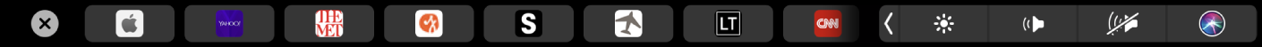 ה‑Touch Bar של Safari שמציג דפים מועדפים.