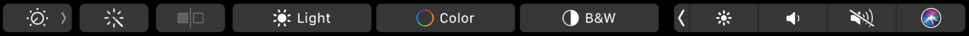 Touch Bar prikazuje tipke za uređivanje fotografija: izrezivanje, filtre, podešavanje i retuširanje te tipku za navigaciju do više opcija.