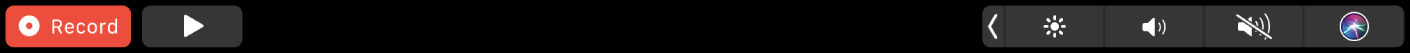 되감기, 재생/일시 정지, 빨리감기, Extras, 자막, 메뉴 버튼 및 탐색 이동 막대가 있는 TV Touch Bar.