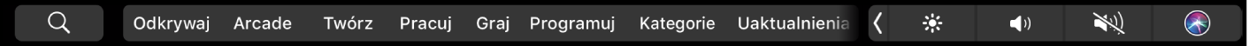 Pasek Touch Bar w App Store, zawierający dostępne karty.