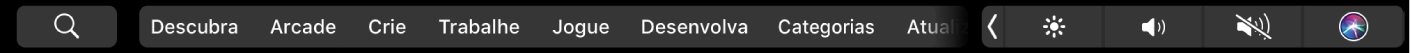 A Touch Bar da App Store mostrando as opções de aba.