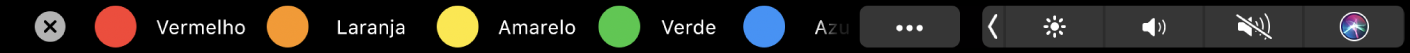 A Touch Bar do Finder a mostrar os identificadores que podem ser aplicados.