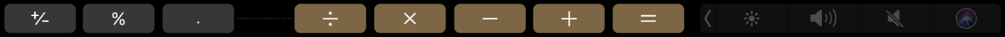 Touch Bar pre Kalkulačku v režime úprav.