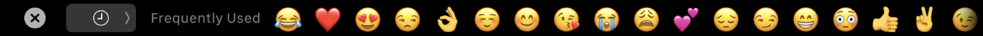Emoji seçiciyi gösteren Touch Bar.