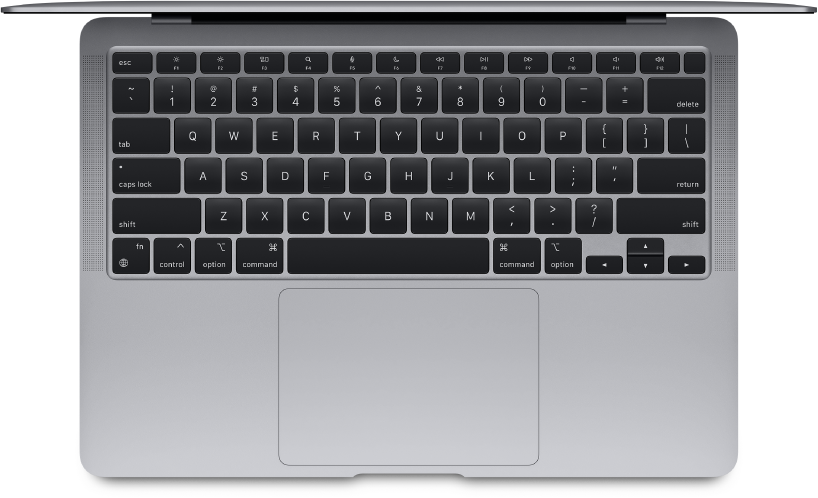 Prikaz računala MacBook Air odozgo.