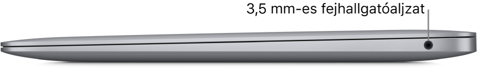 A MacBook Air jobb oldalának képe a 3,5 mm-es fejhallgató-csatlakozó képfelirataival.