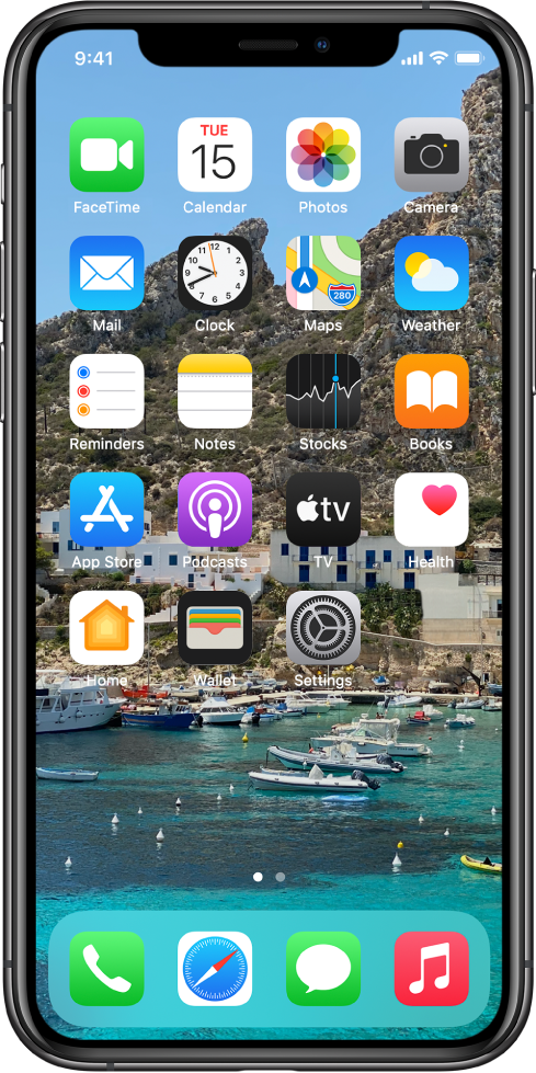 Home Screen me një sfond të personalizuar.