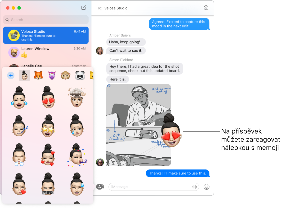 Balíčky nálepek s memoji