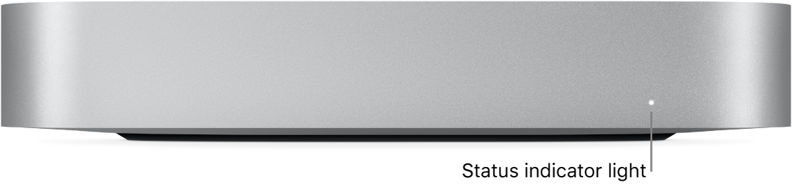 The front of Mac mini showing the status indicator light.