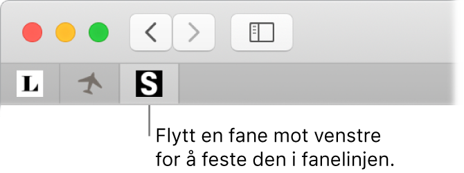 Et Safari-vindu som viser hvordan du fester en fane i fanelinjen.