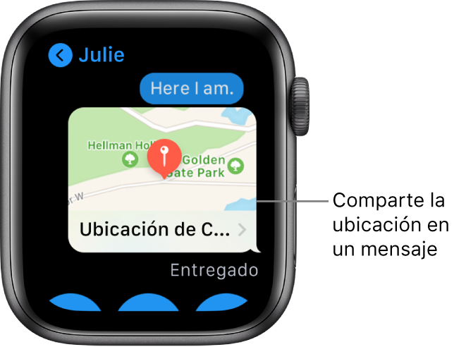 Pantalla de Mensajes en la que se muestra un mapa de la ubicación del remitente.