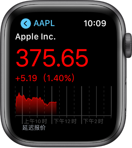 “股市” App 中,一只股票的信息。