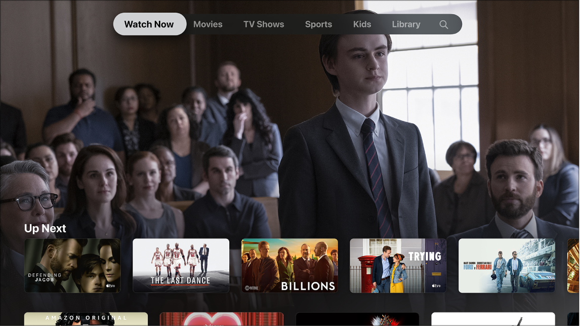 Screen showing Watch Now