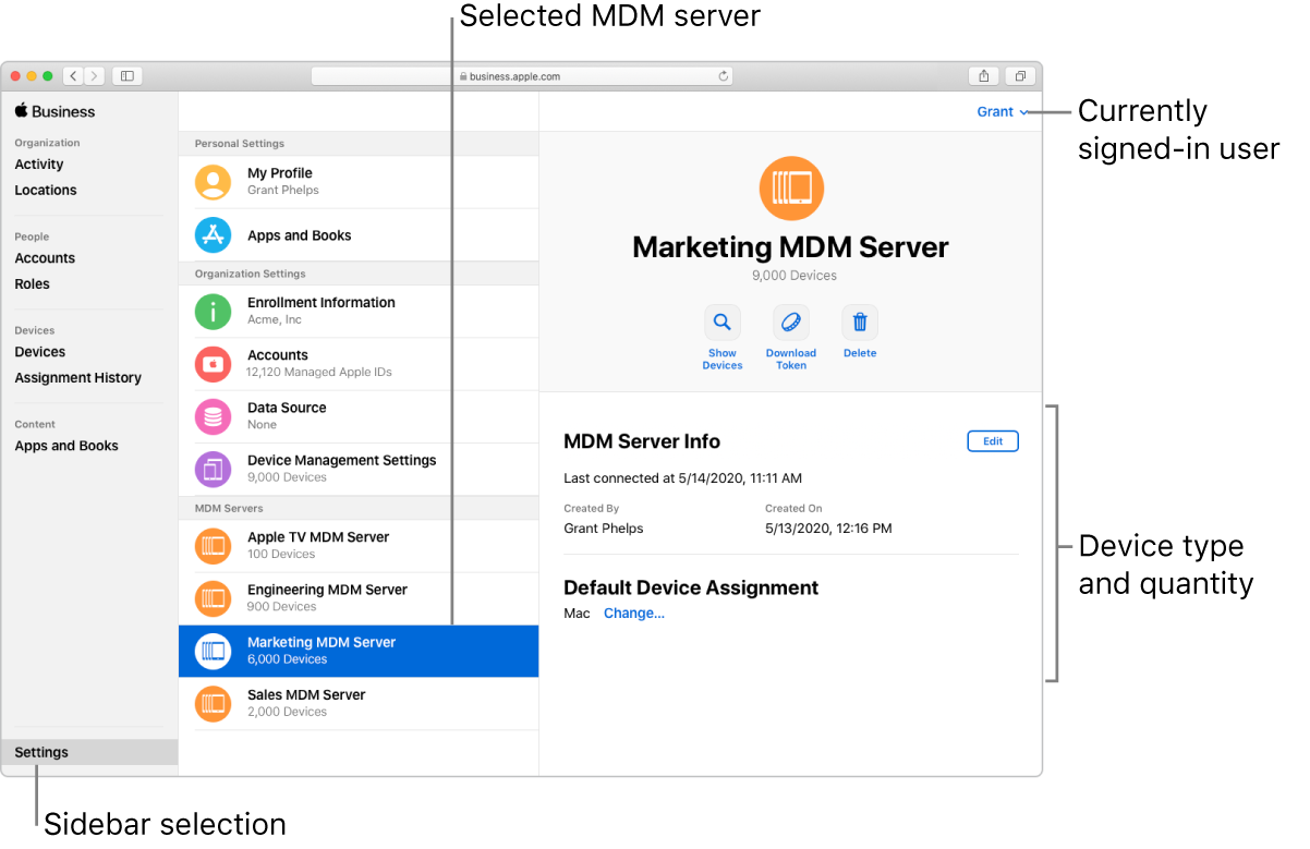 Intro to device management in Apple Business Manager Служба поддержки