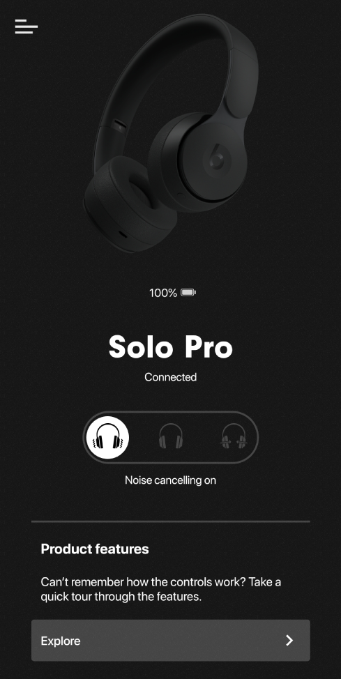 Solo Pro device screen