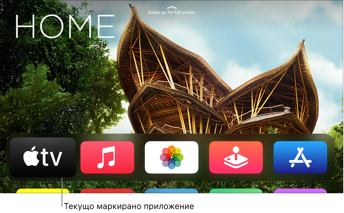 Екран Начало на Apple TV